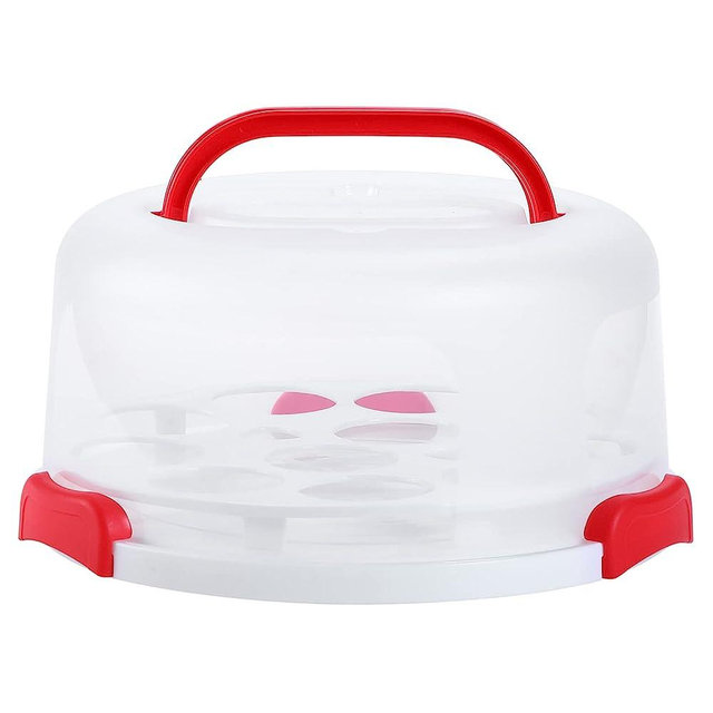 Ohuhu Cake Carrier Lid Handle Plastic Cake Containers Portable Round Cake Holder Cupcake Carrier Two Sided Base for Pies Cookies, Nuts Fruit etc - Suitable for 10 inch Cake Perfect Gifts