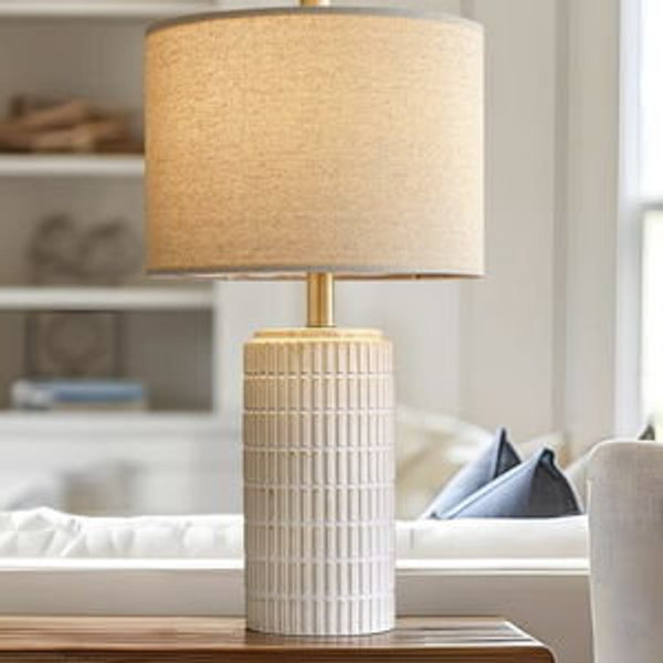 PoKat 23'' Bedside Table Lamp for Bedroom Nightstands, Birthday Gifts for Women Mom, House Warming Gifts New Home Decor, Ceramic Lamp for Living Room, White Modern Bedroom Lamp