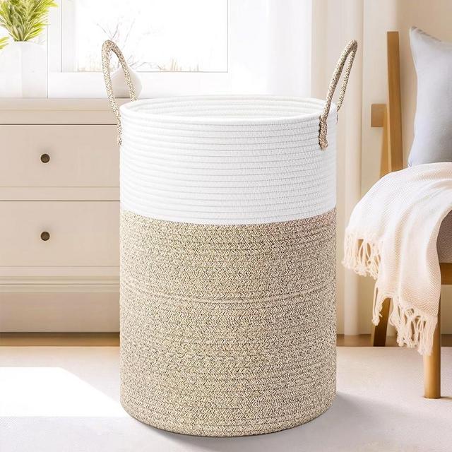 Artfeel Laundry Basket,Woven Cotton Rope Laundry Hamper,60L for Decorative Storage of Dirty Clothes,Toys and Blankets in Bathroom,Baby Room and Living Room