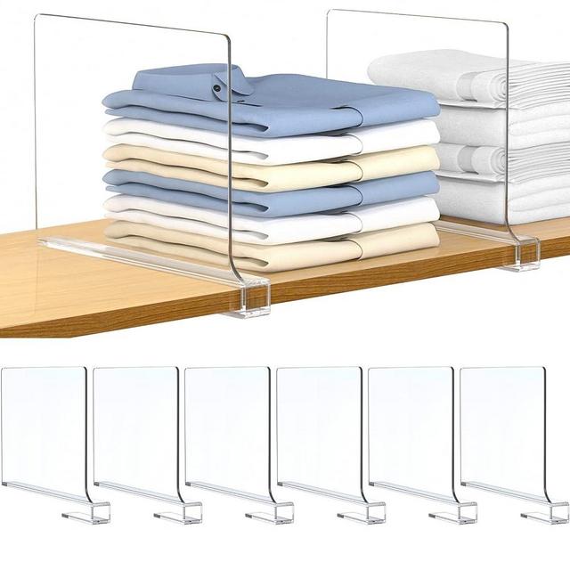 Aolloa 8 PCS Shelf Dividers for Closet Organization Acrylic Clear Closet Shelf Divider for Wooden Shelving Suitable for Wooden or Vertical Shelves Or Bedroom, Kitchen and Office