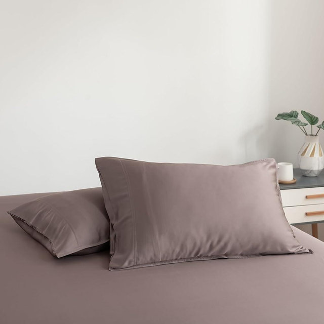 Bella Coterie | Luxury Bamboo Queen Size Pillowcase Set | 100% Organically Grown Bamboo Viscose | Ultra Soft | Cooling | 2 Pcs [Mocha]