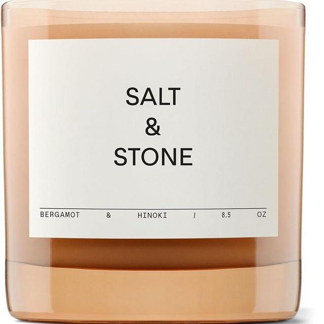 SALT & STONE Scented Candle | Hand-Poured, Aromatic & Fragrant | Made with Natural Coconut & Soy Blend Wax | 100% Cotton Wick | Long-Lasting 50 Hour Burn Time (8.5 oz) (Bergamont & Hinoki)