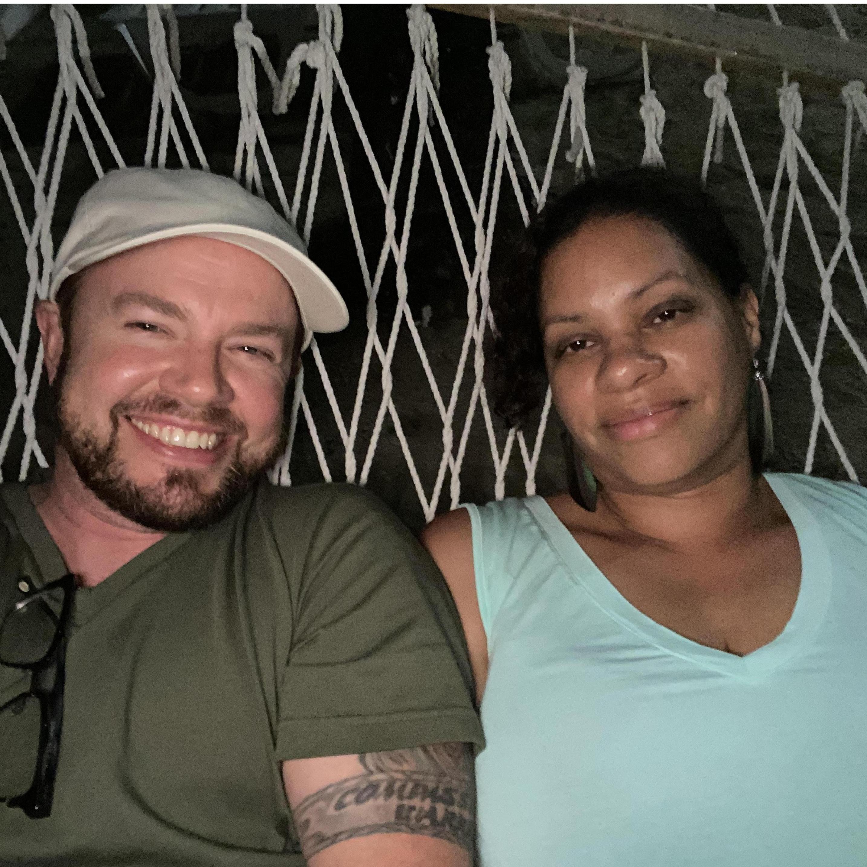Late night hammock shenanigans as we pick the music for the steel drum band for the wedding.
