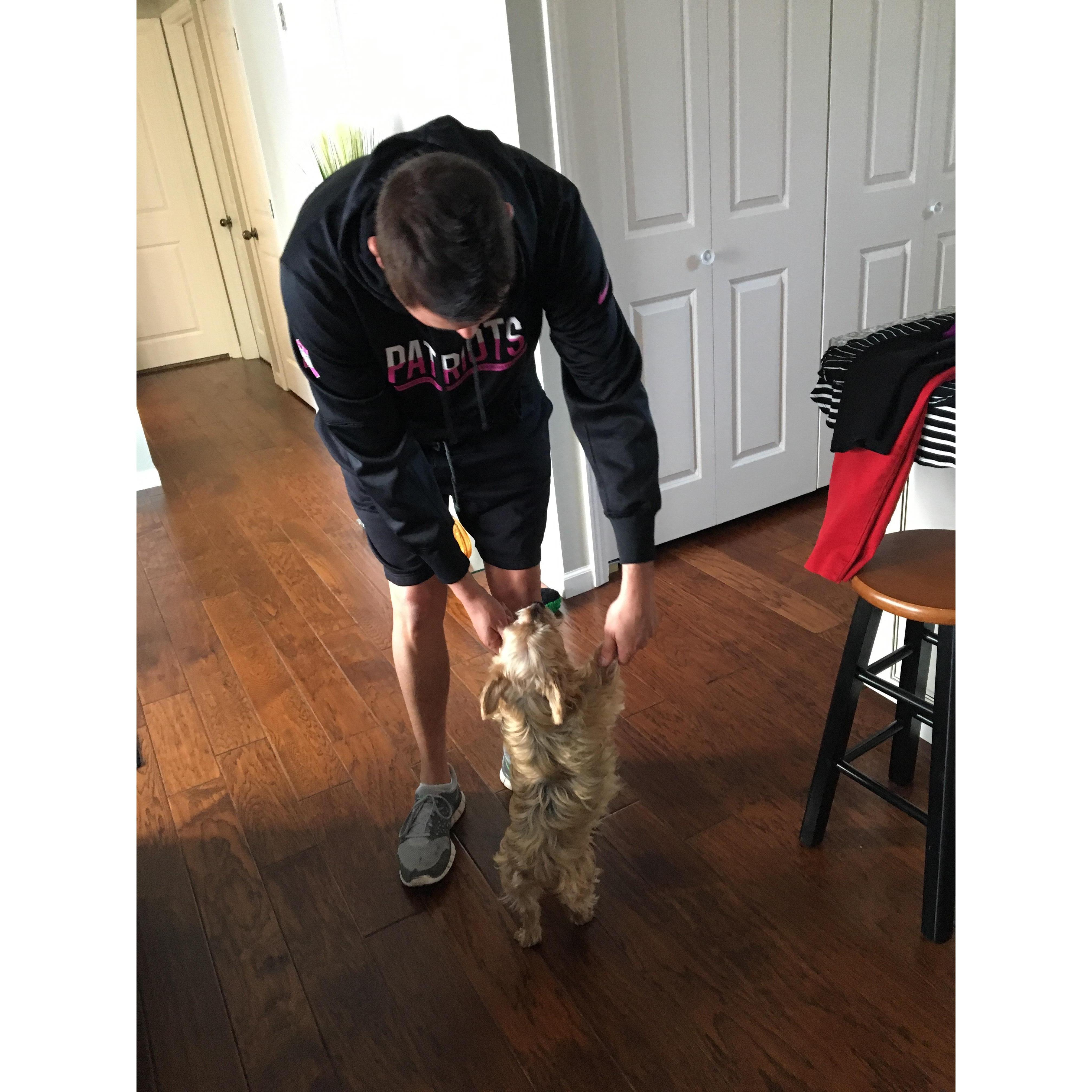 One of the many reasons I love him - he dances with puppies.