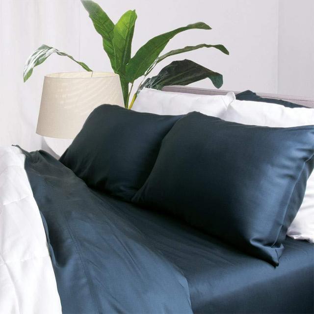 Bamboo Sheets by Aloha Soft - 4 Piece Bed Sheet Set - Includes Bed Sheets and Pillowcases - Lifetime Quality Guarantee (King, Marine Blue)