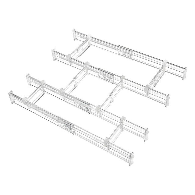 Vtopmart 2.36” Drawer Dividers with Expandable Inserts, 12.8"-22.3" Adjustable Kitchen Drawer Organizer, Clear Plastic Organizer Separator for Flatware, Utensil, Cutlery, 4 Dividers with 6 Inserts
