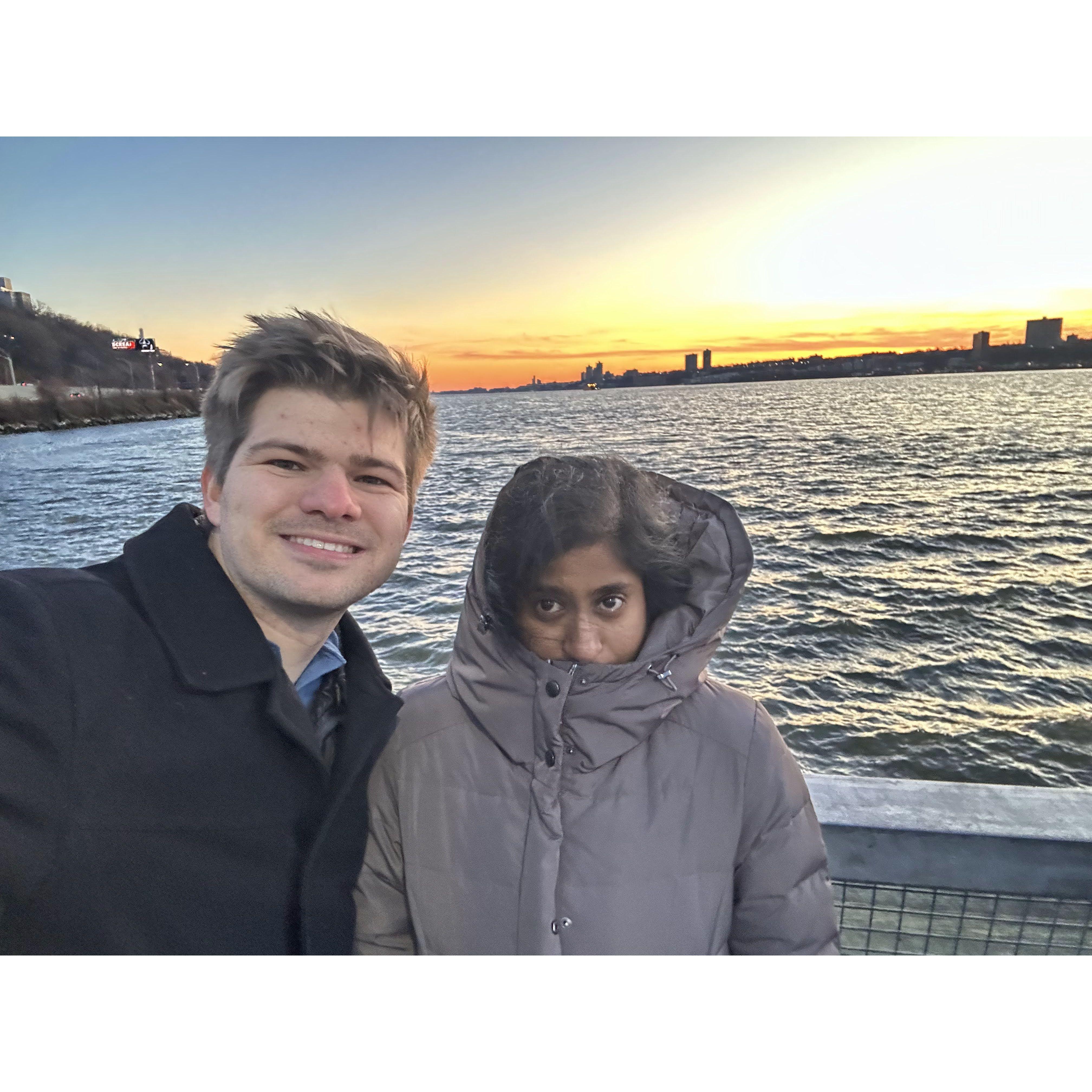 Tim enjoying the cold much more than Sangeetha (Feb 2023)