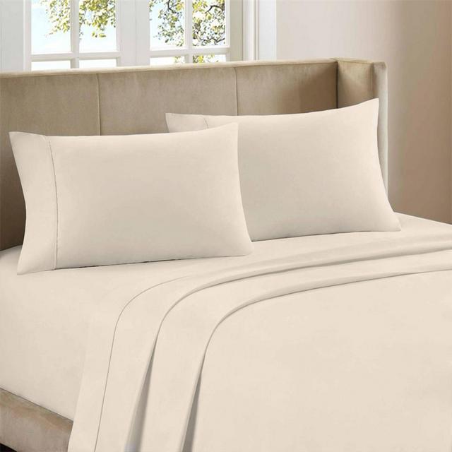 King 300 Thread Count Organic Cotton Brushed Percale Sheet Set Ivory - Purity Home
