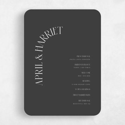 Grey Rounded Wedding Program - Andes