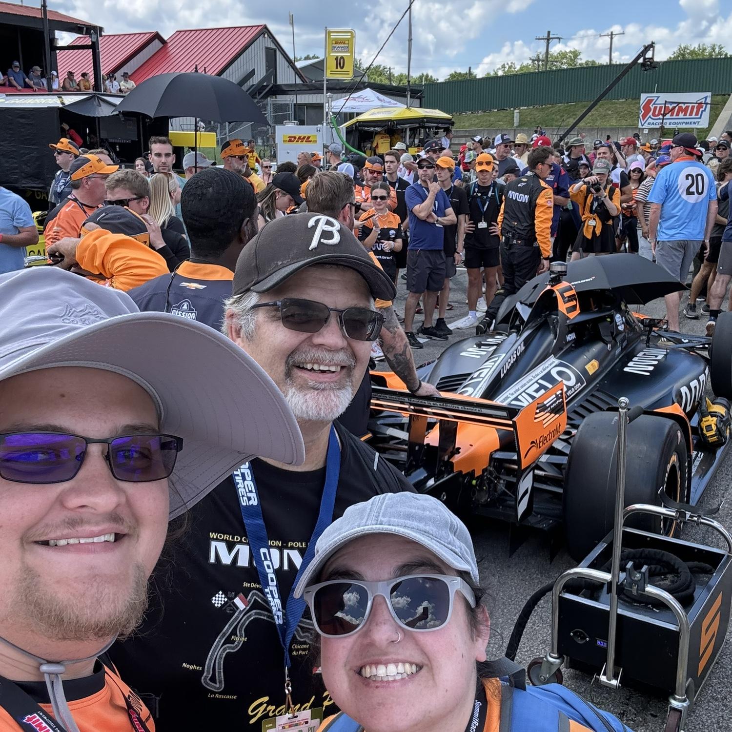 Walking through grid with Nick’s dad before the Indycar race.