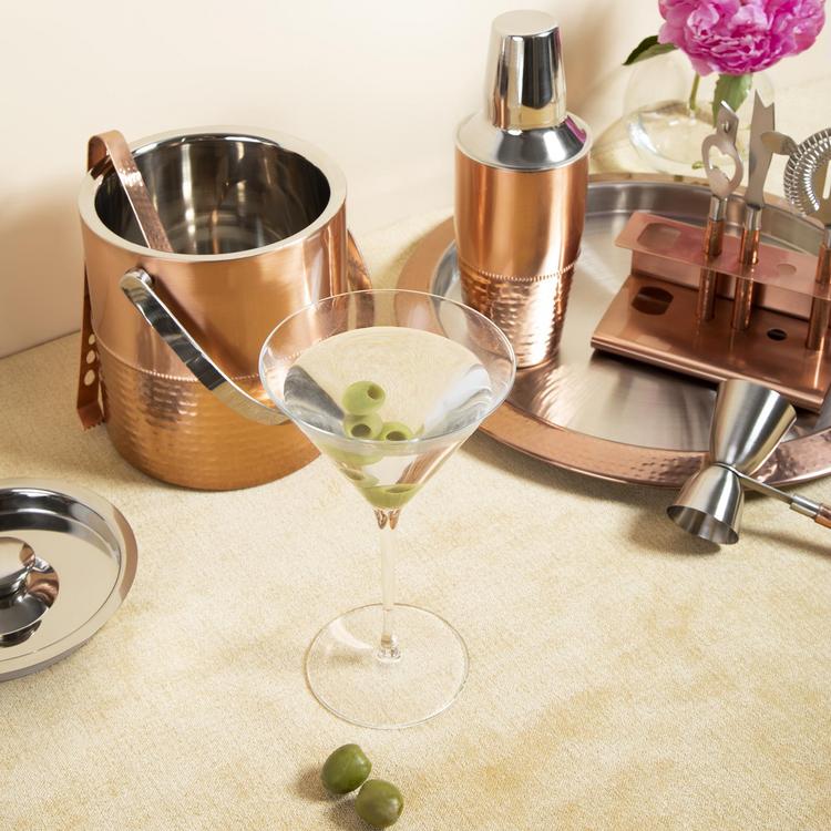 Godinger Cocktail Shaker Set and Martini Glasses Bar Set, Stainless Martini  Shaker with Stemmed Cocktail Glasses and Double Jigger, 4 Piece Gift Set