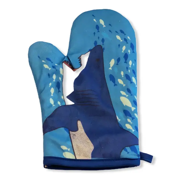 Shark Puppet Hand Oven Mitt Ocean Fish Graphic Novelty Kitchen Accessories - Crazy Dog Bakeware Blue Oven Mitt