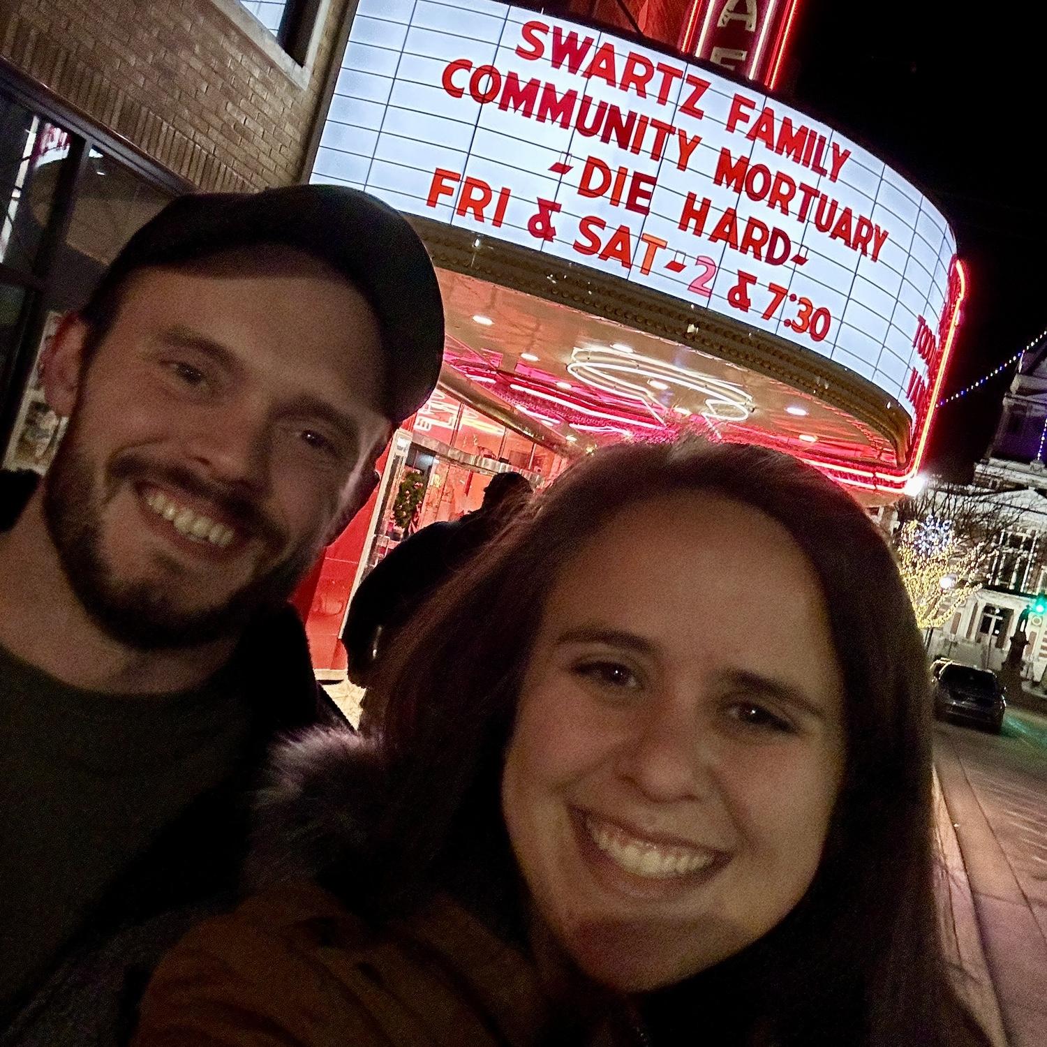 First picture together! To be clear, neither of us are actually Die Hard fans.