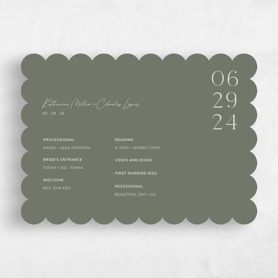 Green Scalloped Wedding Program - Brockway