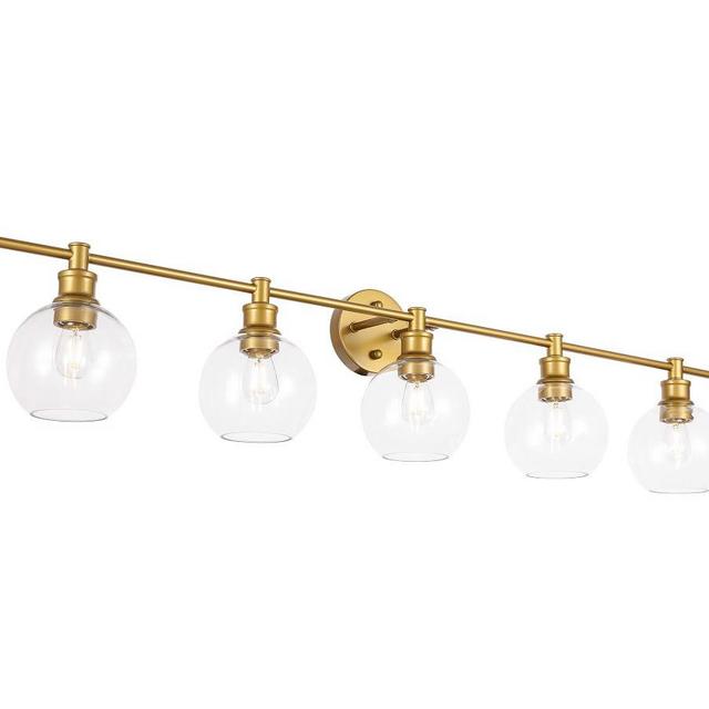 Collem Quintuple Sconce, 47", Brass and Clear Glass