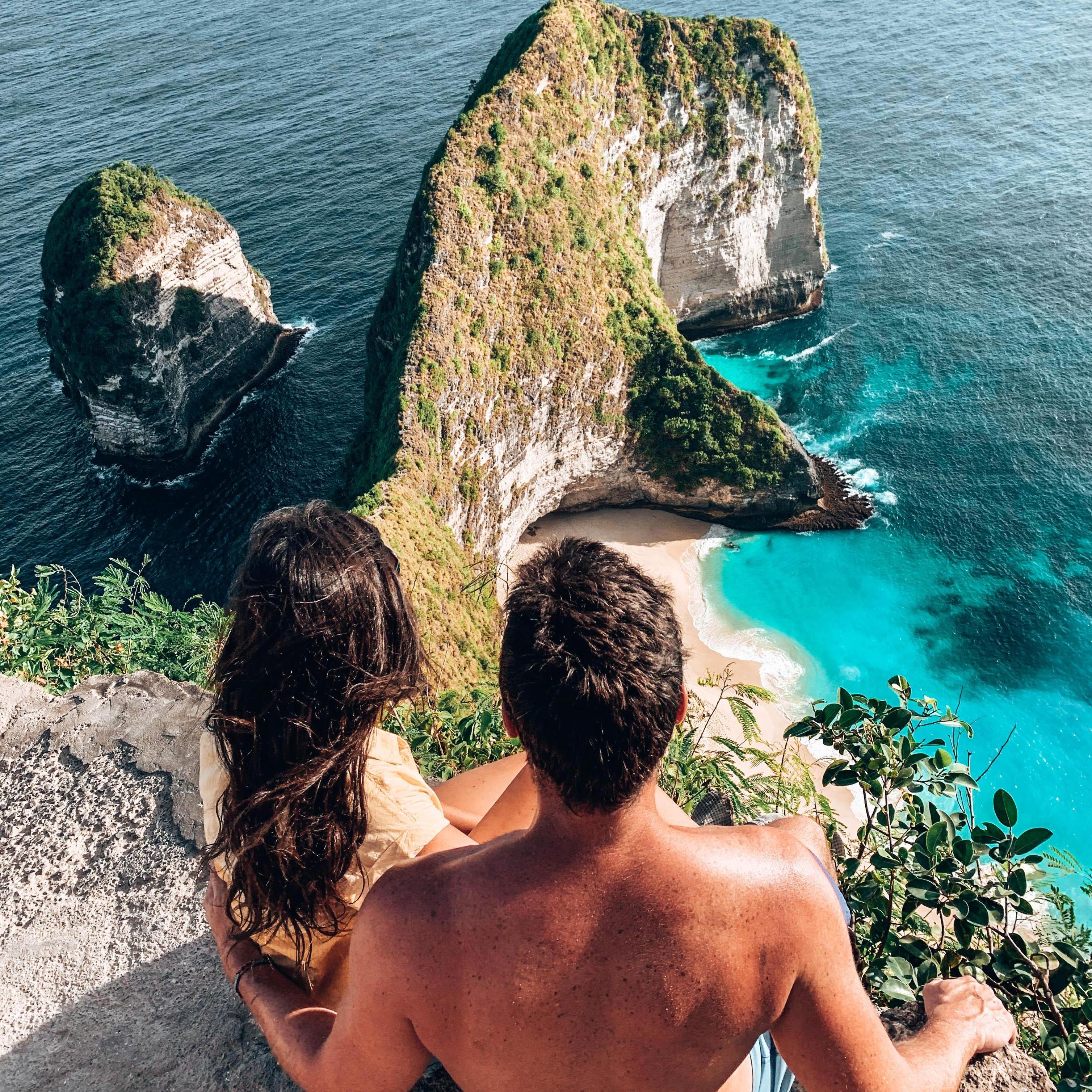 Atop Kelingking Beach in Nusa Penida. We still disagree on if this is a T-Rex or Whale. What do you see?