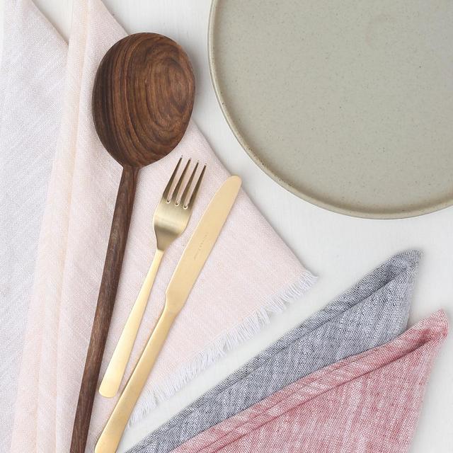 CHAMBRAY WOVEN LINEN NAPKINS AND TEA TOWELS HOME OF THE BRAVE