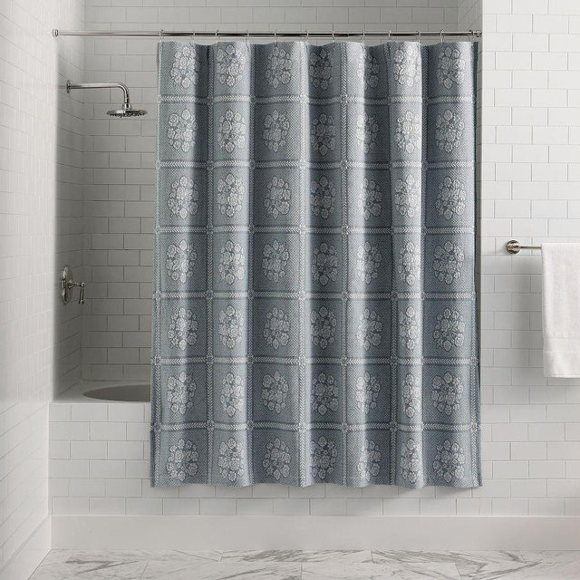 Floral Matelasse Shower Curtain, Blue, 72"