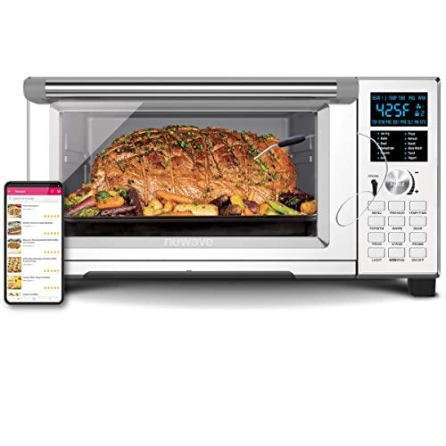 NUWAVE BRAVO XL 12-in-1 Air Fryer Toaster Oven 1800-Watt Large Convection Roaster with Precise Temperature Control for Grill, Dehydrate, Reheat, Bake, Warm, Cook up to a 10LB. Chicken, 13 inch Pizza, 9 Slices of Toast