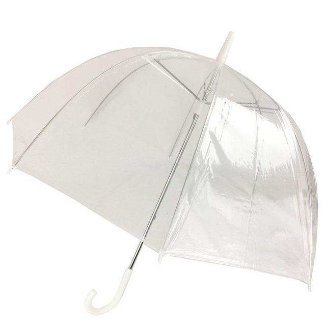 (6 Pack) 46" Adult Clear Bubble Rain Umbrella Manual Open Fashion Dome Shaped European Hook Handle