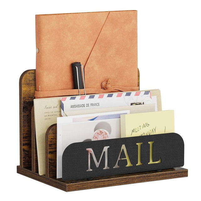 YINMIT Mail Organizer Countertop, Mail Holder with 3-Slot, Desktop Mail Sorter, Mail Organizer for Desk, Letter Sorter File Holder, Office Desk Organizers and Accessories
