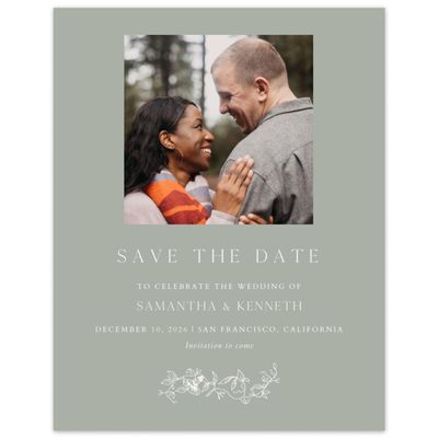 Pale Sage, Green Wedding Digital Save the Date - Plumeria Photo