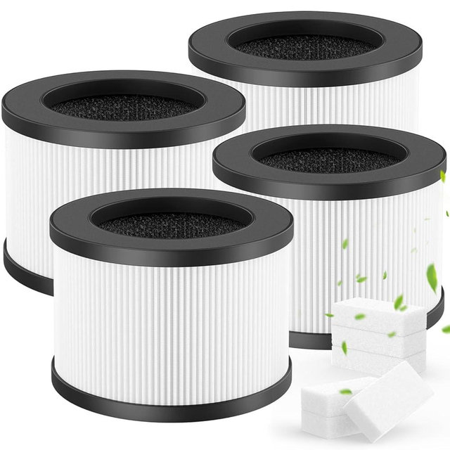 4 Pack BW302 Filter Replacement + 6 Sponge Pads | Compatible with Lunino BW302 Purifier | 3-Stage Filtration