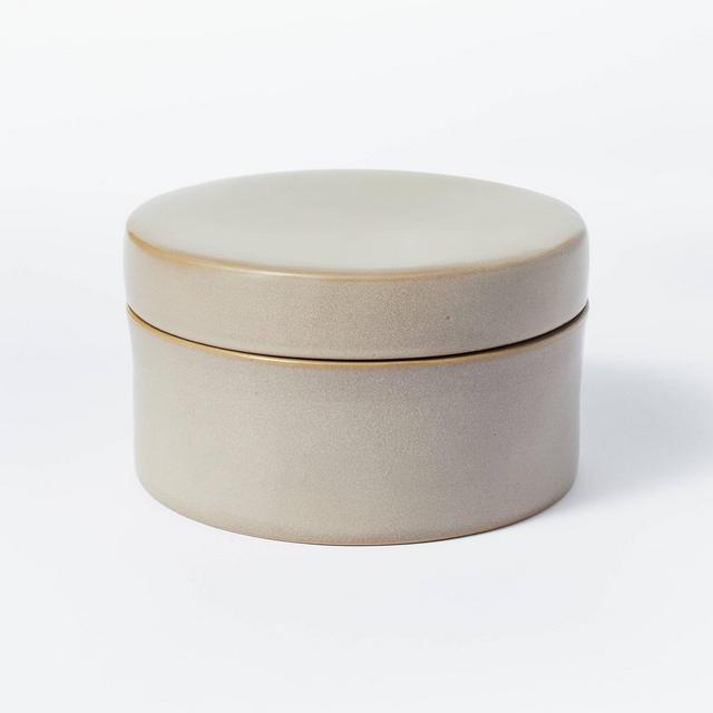 7" x 7" Round Carved Ceramic Box Gray - Threshold™ designed with Studio McGee