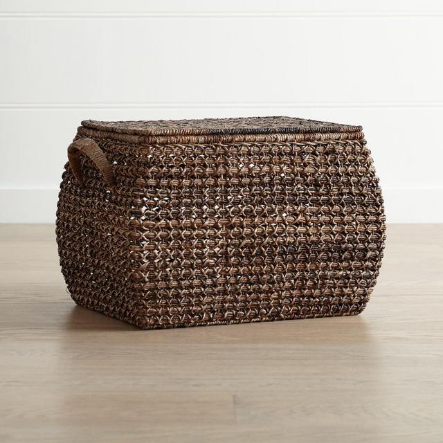 Zuzu Large Rectangular Handwoven Basket with Lid