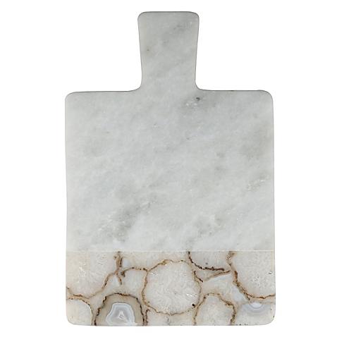 Artisanal Kitchen Supply ™ White Marble and Natural Agate Paddle Board