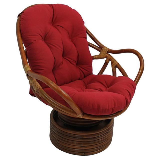 Blazing Needles Solid Twill Swivel Rocker Chair Cushion, 48 inch x 24 inch , Ruby Red, 1 Count (Pack of 1)