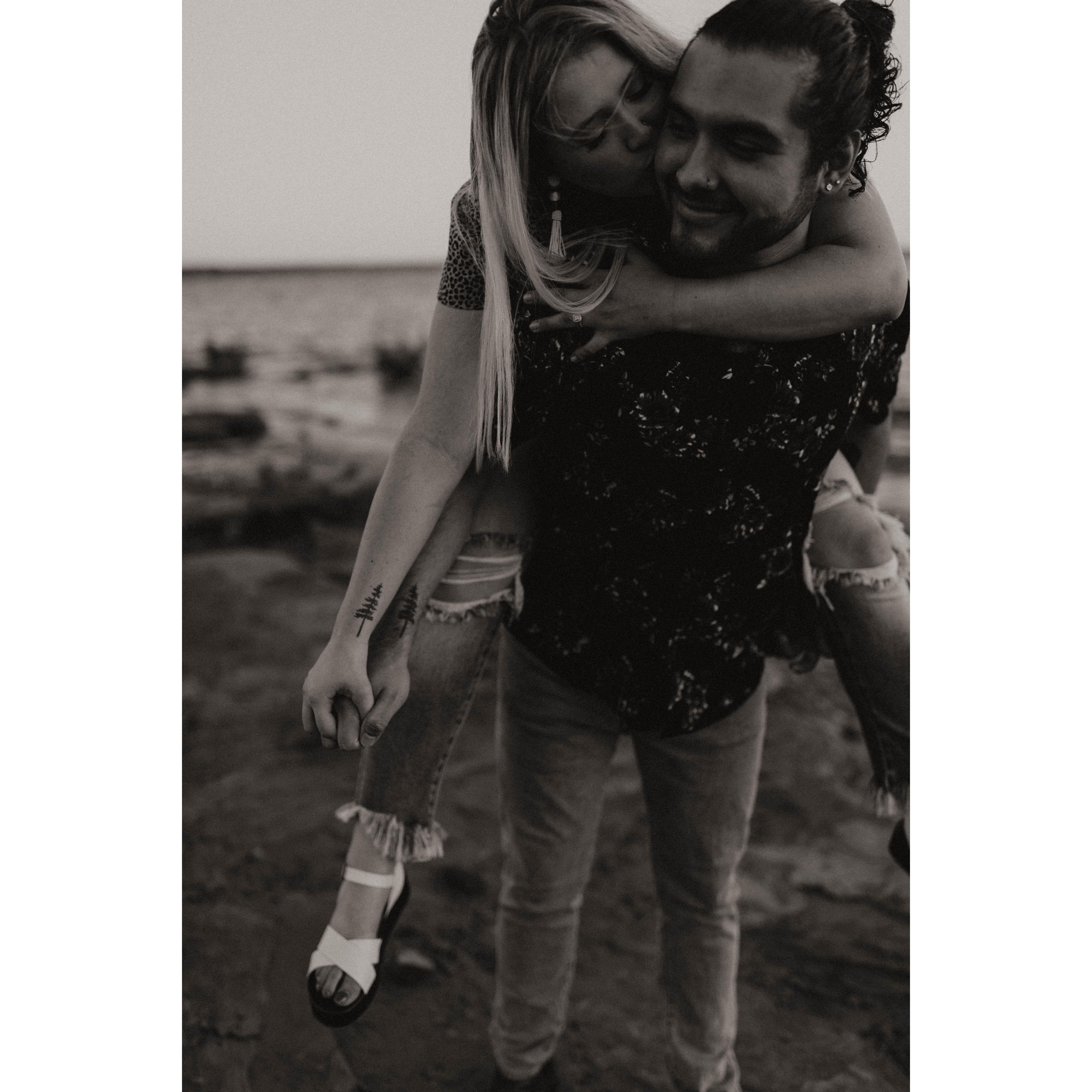We got matching tattoos on our trip to Seattle of Evergreen trees,  because he proposed in Evergreen, Colorado