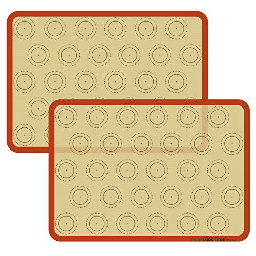 Macaron Silicone Baking Mat - Set of 2 Non Stick Silicon Macaroon Baking Sheet Cookie Liner(BPA Free/Reusable/Half Sheet),Perfect Cooking Kit for Macarons,Pastry,Cake and Bread Making