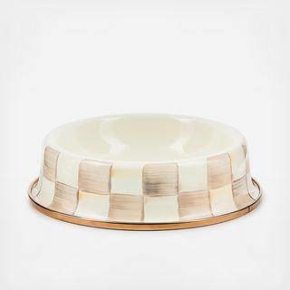 Mocha Check Stainless Steel Cat Dish