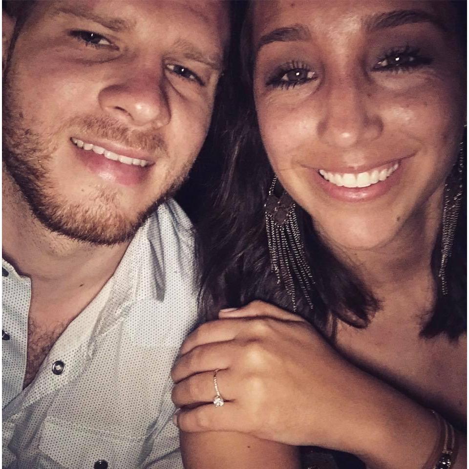 Enjoying a fancy dinner in Mexico on our engagement night