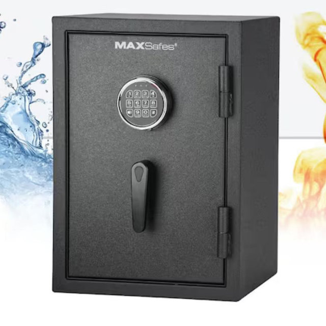 MAXSafes 1.0 cu. ft. Fireproof and Waterproof Safe with Electronic Digital Key Pad Access in Black 50006-10