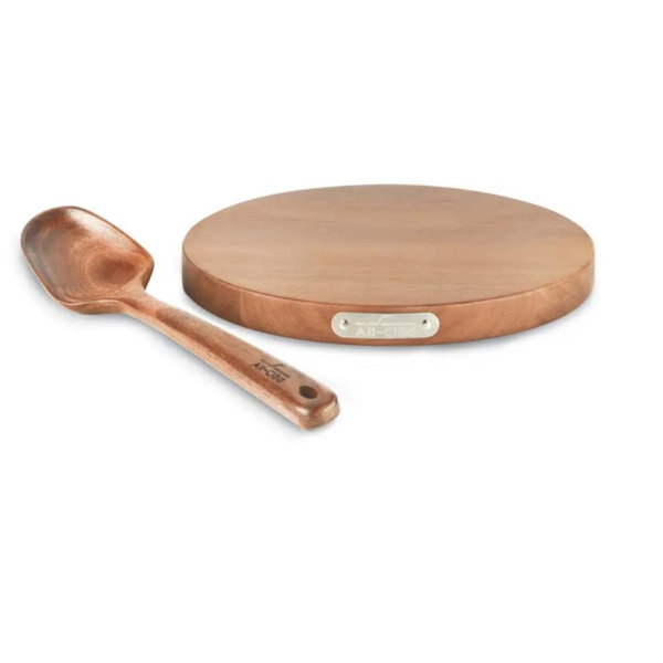 Acacia Wood Trivet and Spoon, 2 Piece Set