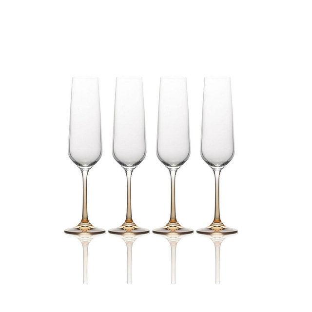Mikasa Gianna Ombre Amber Champagne Flute Glasses, Set of 4
