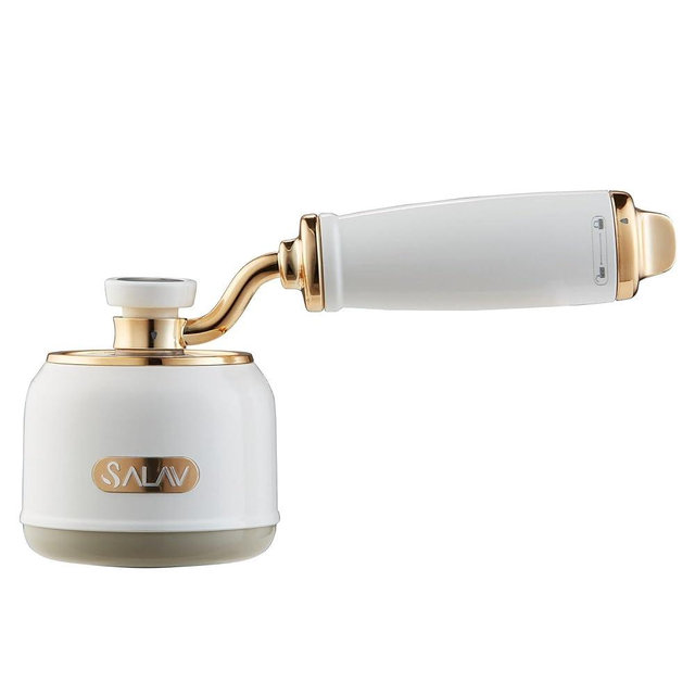SALAV® Retro Edition Rechargeable Fabric Shaver and Lint Roller with 6-Blade System Removes Fuzz and Piling on Fabrics, with USB-C Charging Cable and Mini Brush (Pearl)