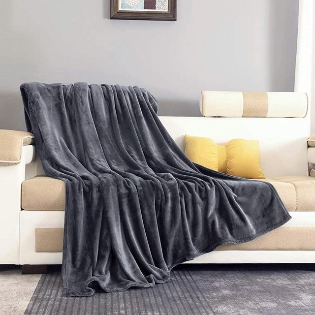 ONME Fleece Blanket Queen Size Dark Gray, Soft Cozy Microfiber Flannel Blankets for Sofa/Chairs/Bed - Lightweight, Warm, Cozy
