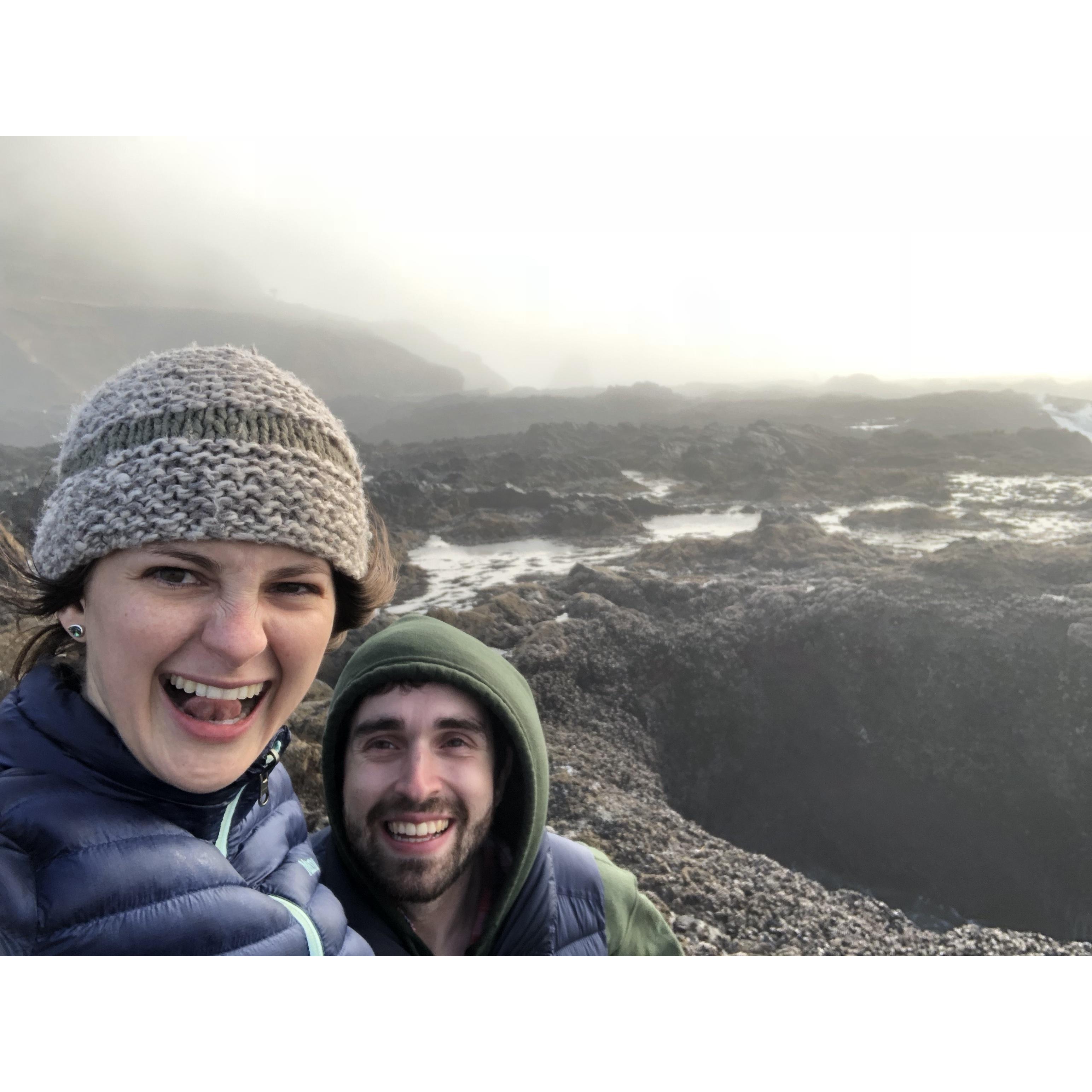 Getting excited about Thor's Well on the Oregon Coast