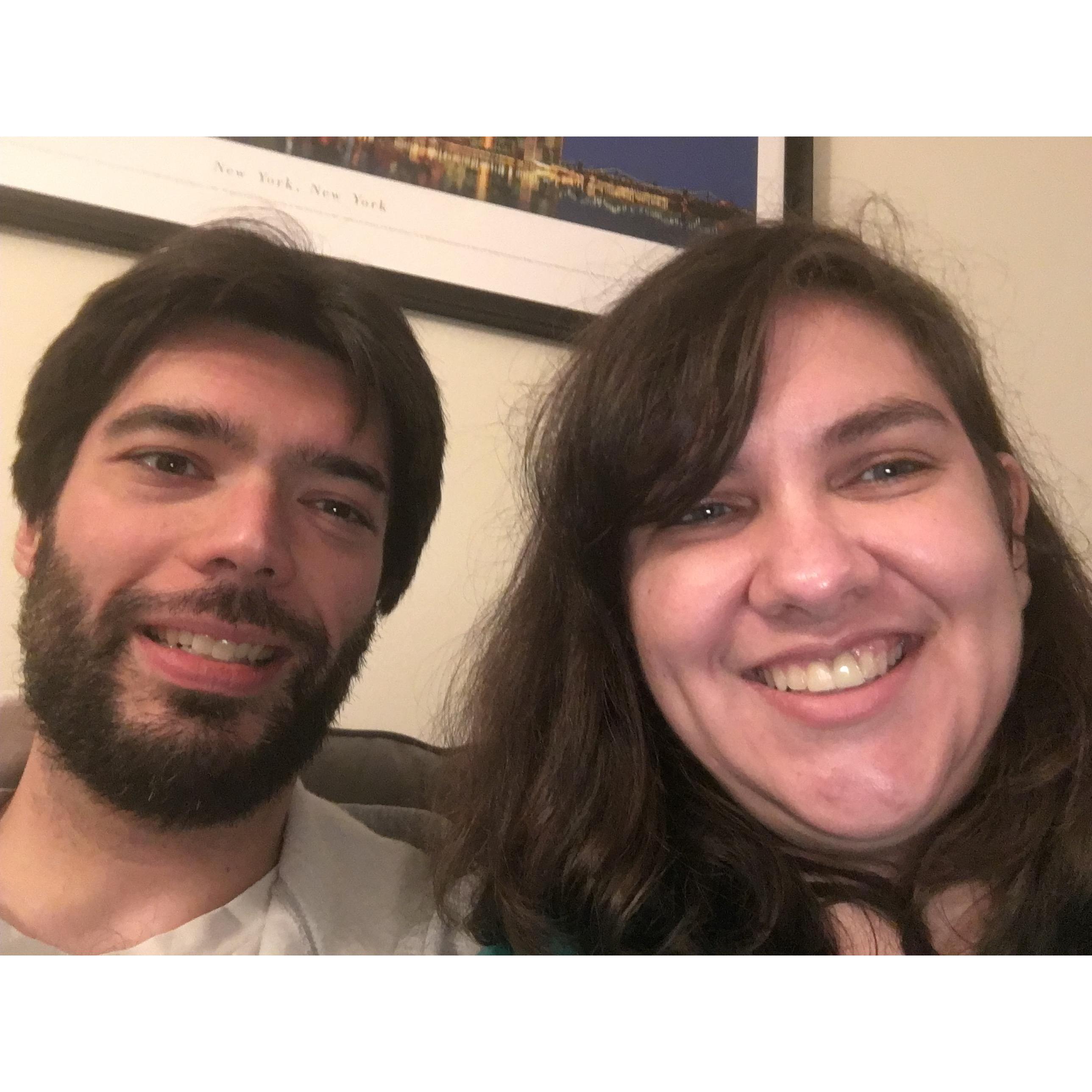 Our first photo as an engaged couple