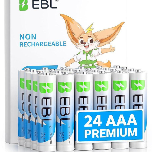 EBL AAA Batteries 24 Pack, Upgraded 1.5V Alkaline Triple A Batteries, Up to 2X Long-Lasting Alkaline Power for All Your Devices, 12-Year Shelf Life Non-Rechargeable