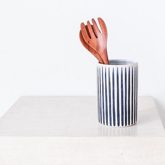 MQuan Indigo Stripe Ceramic Vase