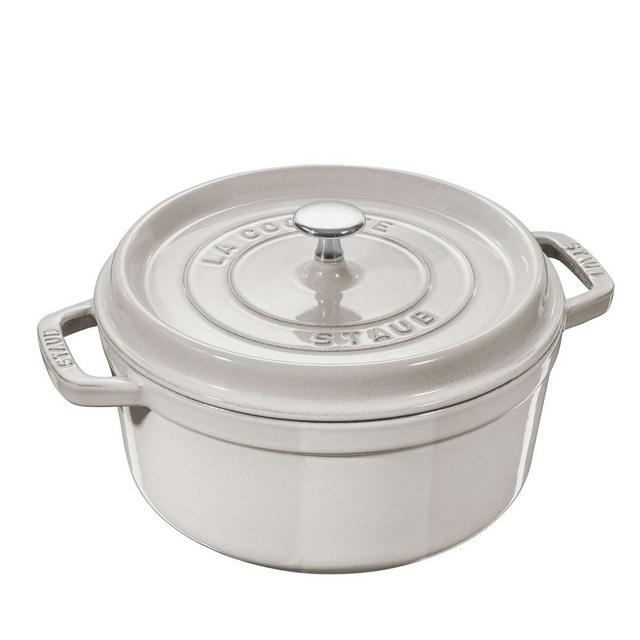 Staub Enameled Cast Iron Round Dutch Oven, 7-Qt., White Truffle