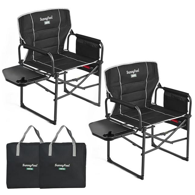 SUNNYFEEL Camping Directors Chair, Heavy Duty,Oversized Portable Folding Chair with Side Table, Pocket for Beach, Fishing,Trip,Picnic,Lawn,Concert Outdoor Foldable Camp Chairs