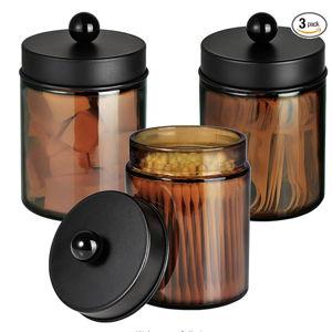 3-Pack Amber Glass Apothecary Jars