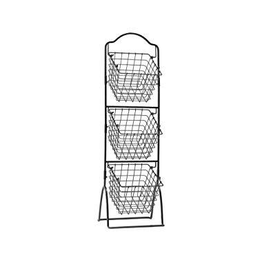 Gourmet Basics by Mikasa 3-Tier Metal Market Basket, Antique Black