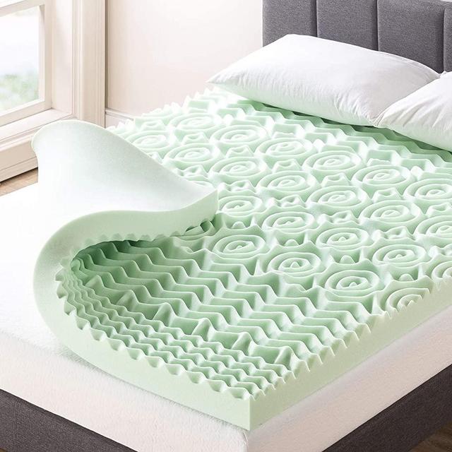 Best Price Mattress 4 Inch 5-Zone Memory Foam Mattress Topper with Calming Green Tea Infusion, CertiPUR-US Certified, King