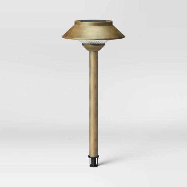 4pk Hooded Solar Pathway Lights Antique Brass - Smith & Hawken™